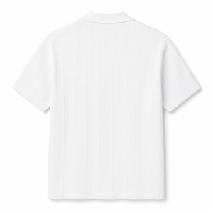 SZN Ribbed Open-Collar Polo - White - Back