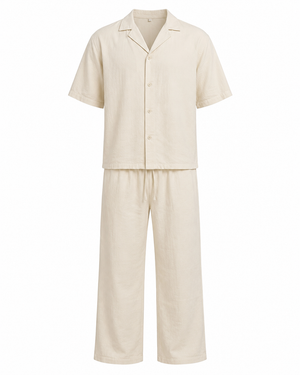 The Riviera Linen Set - Beige - Front