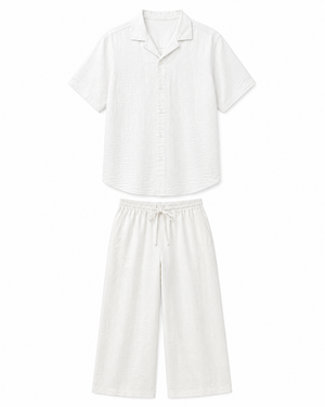 The Riviera Linen Set - White - Front