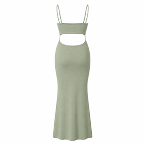SZN Cut-Out Maxi Dress - Sage Green - Back