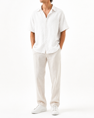 SZN Linen Shirt - White - Model
