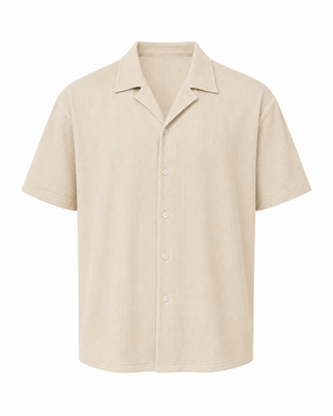 SZN Ribbed Resort Shirt - Beige - Front
