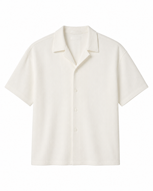SZN Ribbed Resort Shirt - White - Front