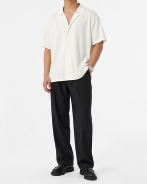 SZN Ribbed Resort Shirt - White - Model