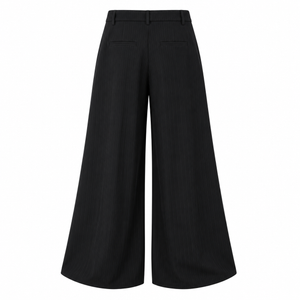 SZN Pinstripe Wide-Leg Pants - Black & White Pinstripe - Back