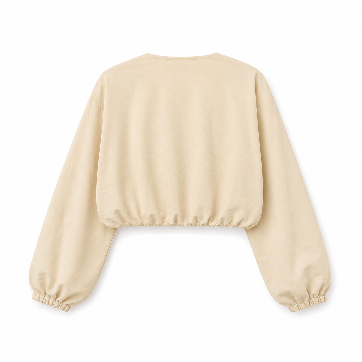 SZN Linen Tie-Front Crop Top - Beige - Back