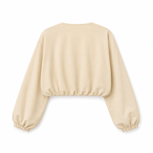 SZN Linen Tie-Front Crop Top - Beige - Back
