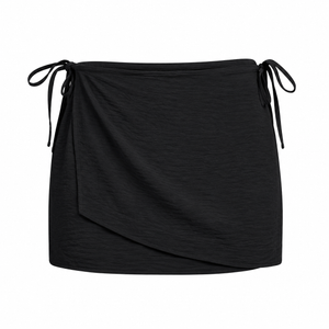 SZN Linen Wrap Skort - Black - Front