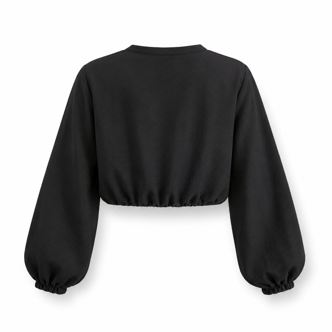 SZN Linen Tie-Front Crop Top - Black - Back