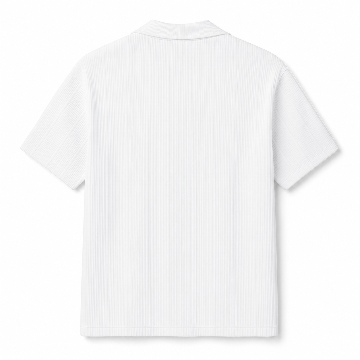 SZN Ribbed Open-Collar Polo - White - Back