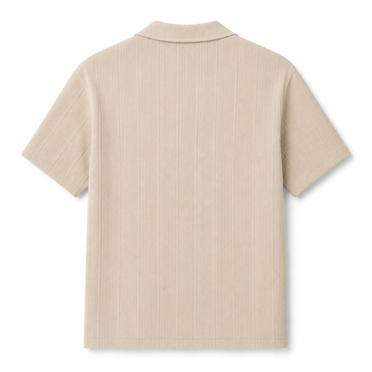 SZN Ribbed Open-Collar Polo - Beige - Back