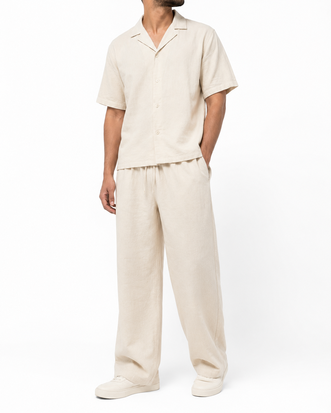 The Riviera Linen Set - Beige - Model