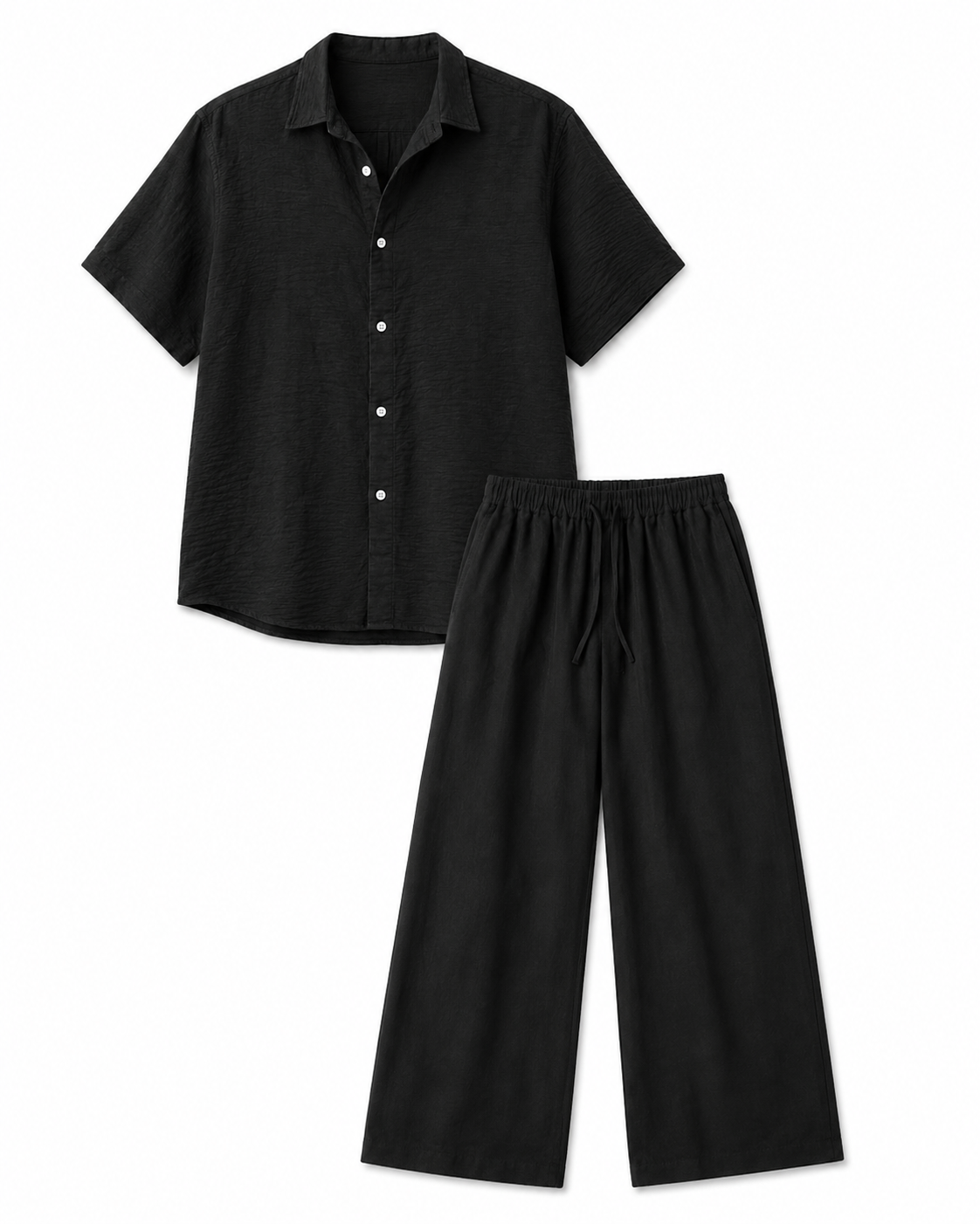 The Riviera Linen Set - Black - Front