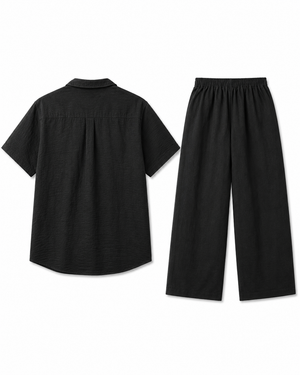 The Riviera Linen Set - Black - Back