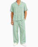 The Riviera Linen Set - Sage Green - Model