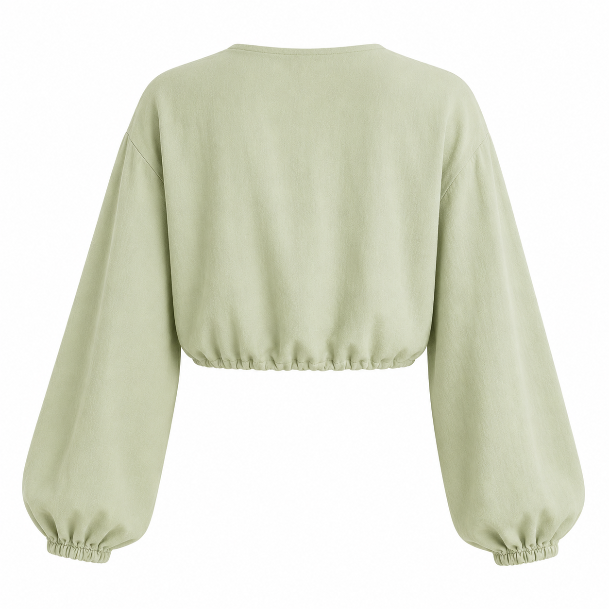 SZN Linen Tie-Front Crop Top - Sage Green - Back