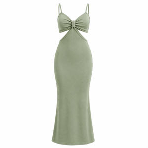 SZN Cut-Out Maxi Dress - Sage Green - Front