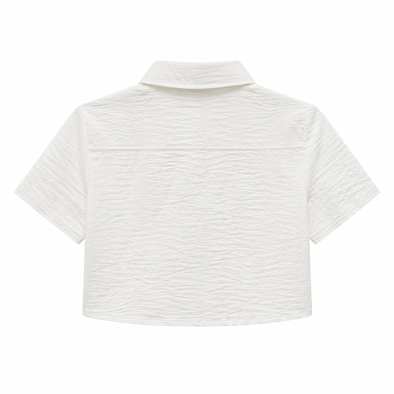 SZN Linen Cropped Button Shirt - White - Back