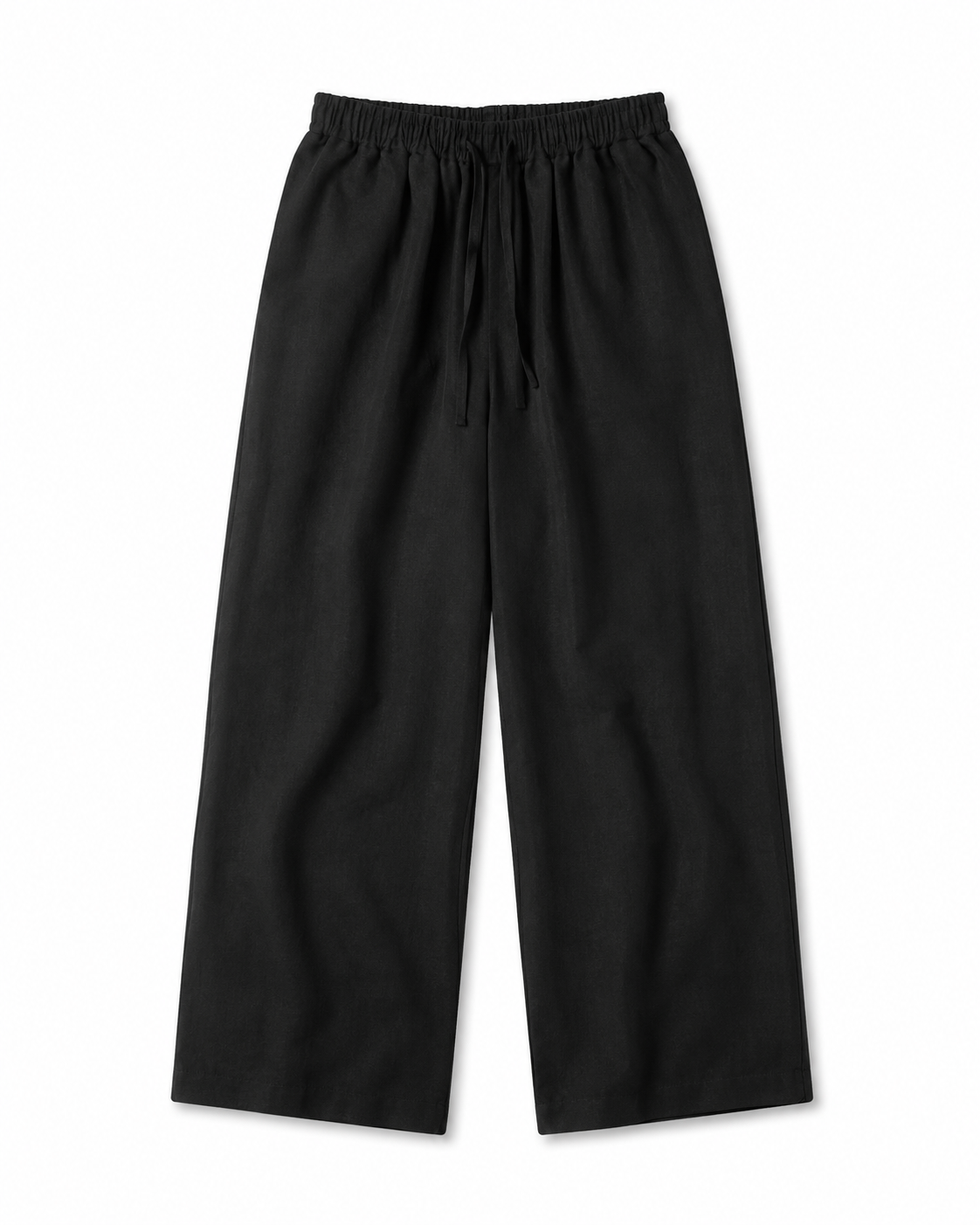 SZN Linen Wide-Leg Pants - Black - Front