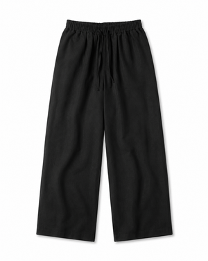 SZN Linen Wide-Leg Pants - Black - Front