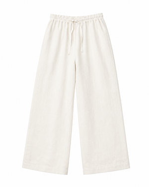 SZN Linen Wide-Leg Pants - White - Front