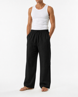 SZN Linen Wide-Leg Pants - Black - Model