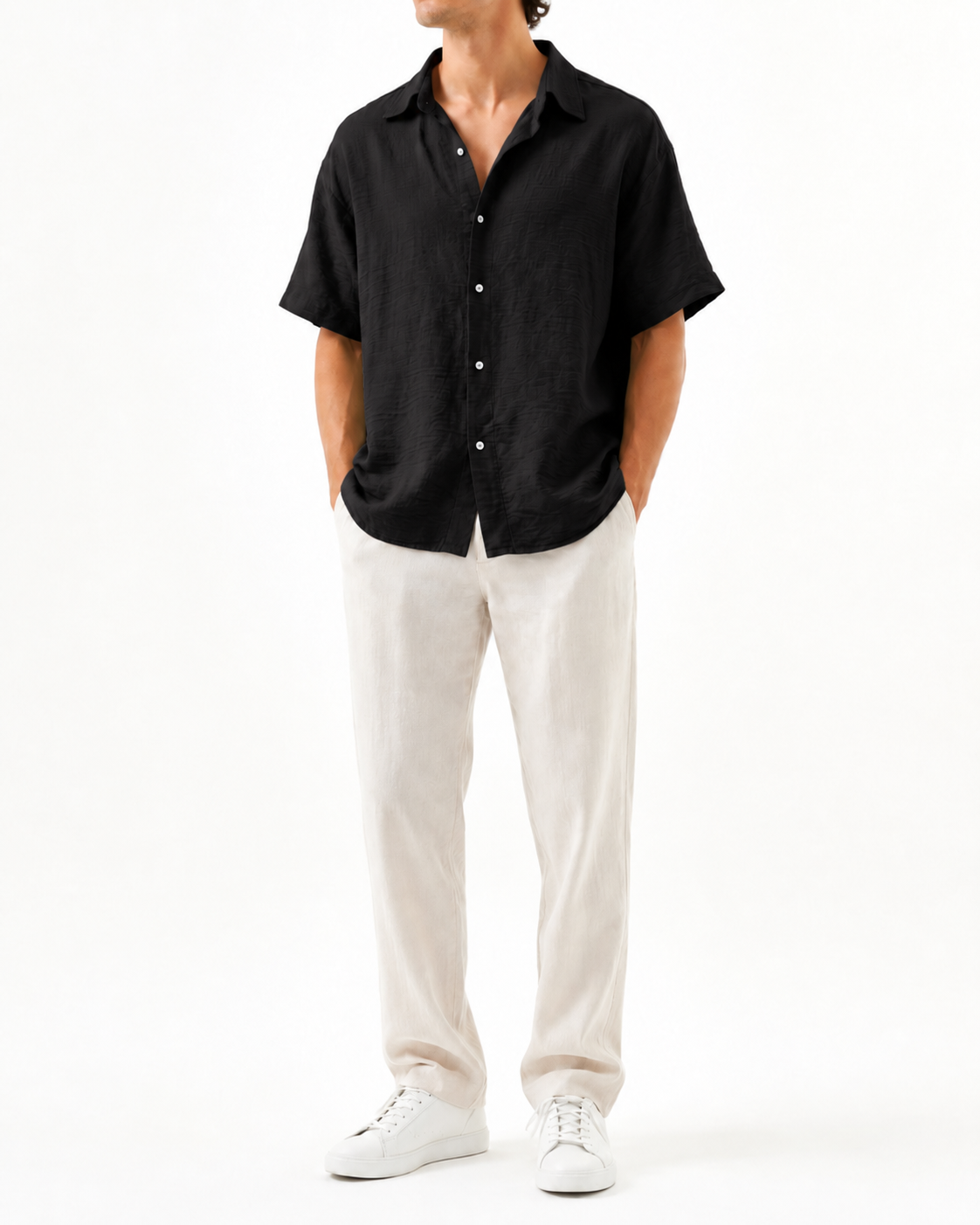 SZN Linen Shirt - Black - Model