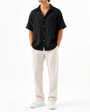 SZN Linen Shirt - Black - Model