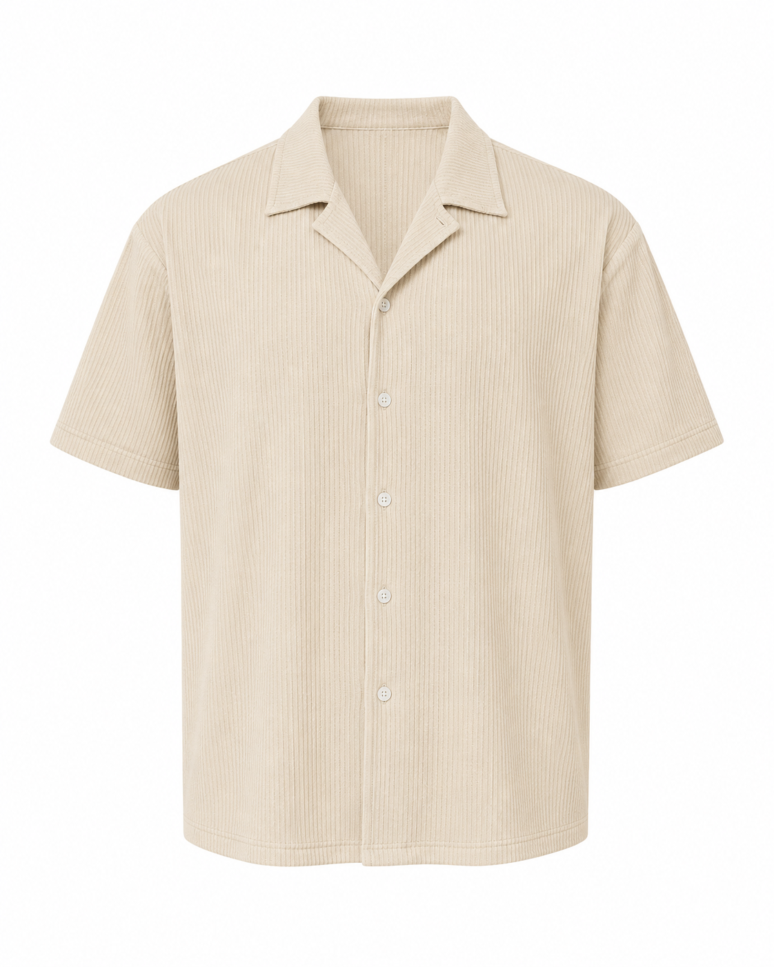 SZN Ribbed Resort Shirt - Beige - Front