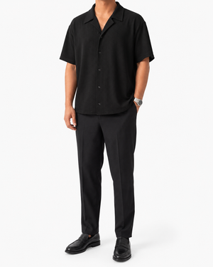 SZN Ribbed Resort Shirt - Black - Model