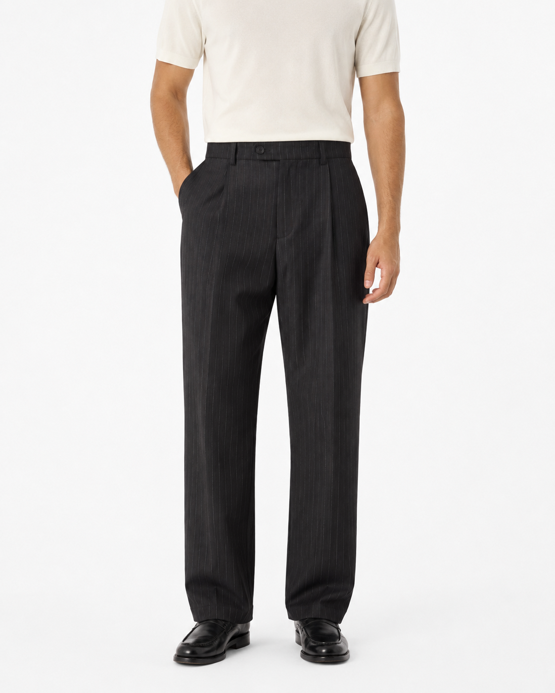SZN Tailored Pants - Black & White Stripe - Model