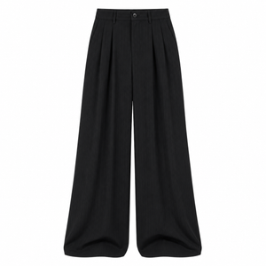 SZN Pinstripe Wide-Leg Pants - Black & White Pinstripe - Front