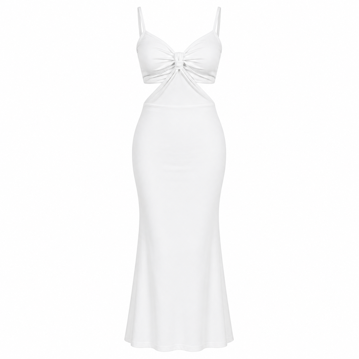 SZN Cut-Out Maxi Dress - White - Front