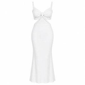 SZN Cut-Out Maxi Dress - White - Front