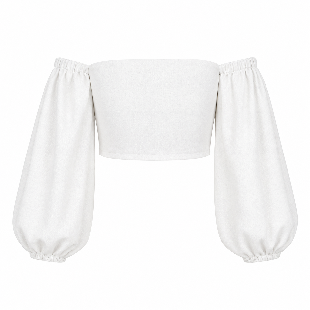 SZN Linen Off-Shoulder Puff Top - White - Back