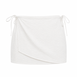 SZN Linen Wrap Skort - White - Front