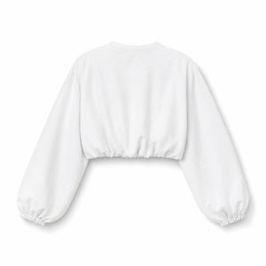 SZN Linen Tie-Front Crop Top - White - Back